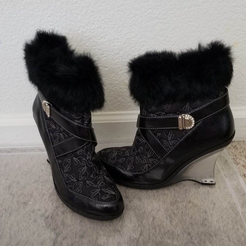 Baby Phat Black Booties with Fur